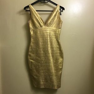GOLD BANDAGE MID-LENGTH DRESS 🔥🔥